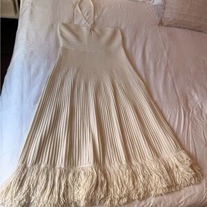 Express cream maxi dress with fringe detail